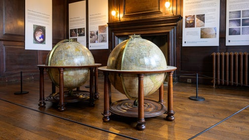 Two Senex globes on display in the Back Parlour at Ham House and Garden London